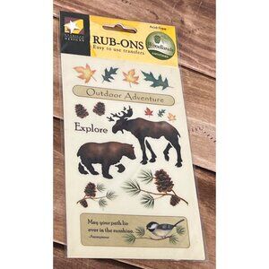 NATURE Rub Ons Outdoor Adventure Animal Transfers / STICKER MOOSE BEAR RO-1018